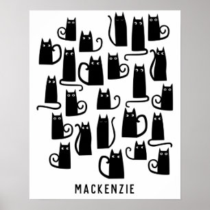 Söt svart katt personlig poster
