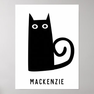 Söt svart katt personlig poster