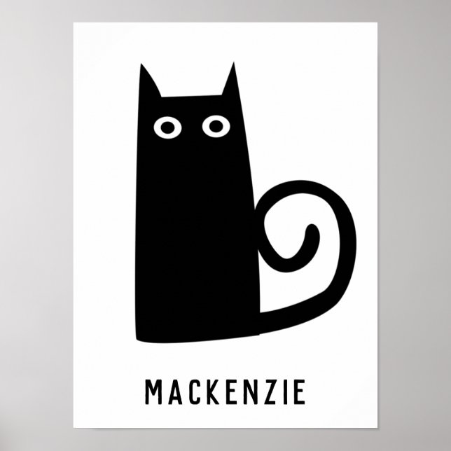 Söt svart katt personlig poster (Framsidan)