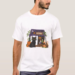 Söt Svart Katt Potionshop Halloween T Shirt