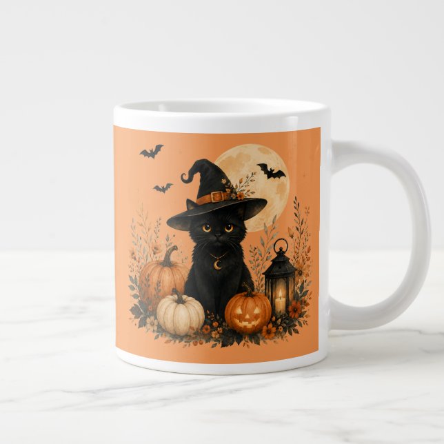 Söt svart katt pumpa Halloween  Jumbo Mugg (Höger)