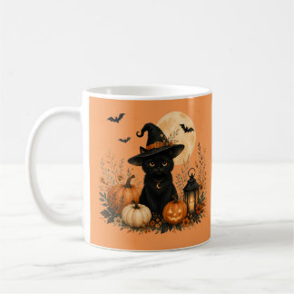 Söt svart katt pumpa Halloween Kaffemugg