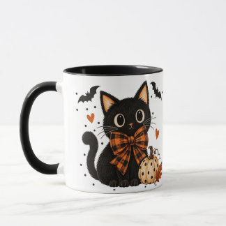 Söt svart katt & pumpa Halloween-mugg Mugg