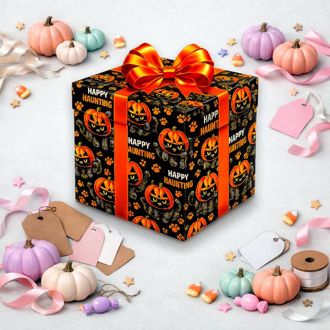 Söt svart katt Pumpa Halloween Presentpapper (Skapare uppladdad)