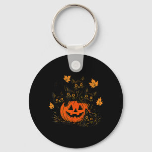 Söt svart katt Pumpa Jack O Lantern Kitty Rolig Nyckelring