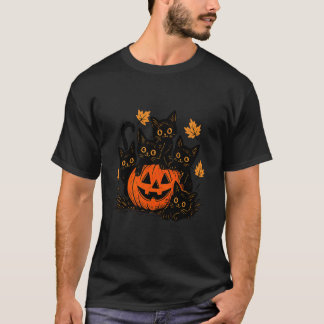 Söt svart katt Pumpa Jack O Lykta Kitty Rolig  T Shirt