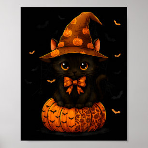 Söt svart katt pumpa säsong höst poster