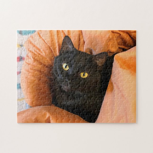 Söt svart katt pussel (Horisontell)