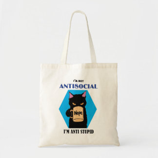 Söt svart katt som har café-handväska tygkasse