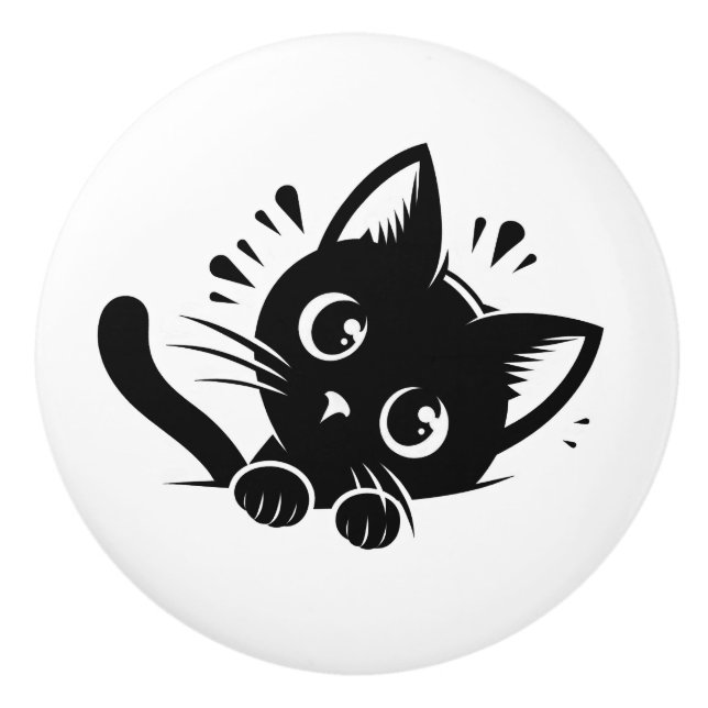 Söt svart katt som tittar knopp (Framsidan)