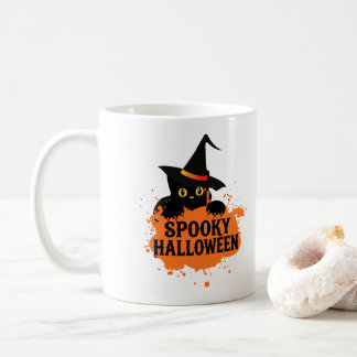 Söt svart katt spöklik Halloween-kaffemugg Kaffemugg