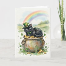 Söt svart katt St. Patrick's Day kruka med guld