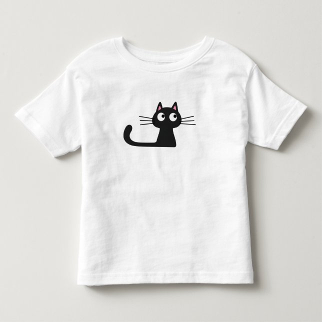 Söt svart katt t-shirt (Framsida)