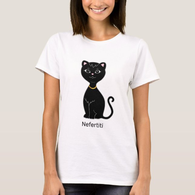 Söt svart katt t shirt (Framsida)