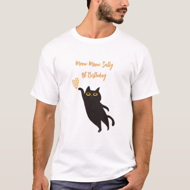 Söt svart katt T-shirt (Framsida)