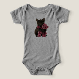 Söt svart katt Teddybjörn T Shirt