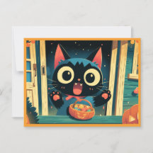 Söt svart katt trick or treat Halloween