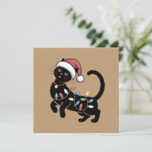 Söt svart kattälskare julmamma present semester julkort