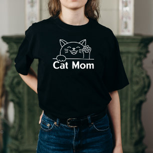 Söt svart kattmamma Enkel rolig för kvinnliga katt T Shirt