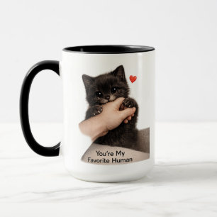 Söt svart kattunge "Du är min favoritmänniska"-mug Mugg