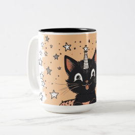 Söt svart kattunge stämning kaffemugg