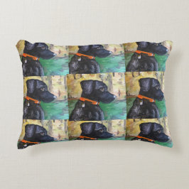 Söt svart lab målning kudder på prydnadskudde