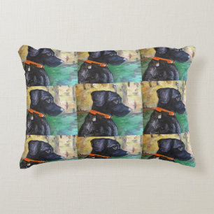 Söt svart lab målning kudder på prydnadskudde