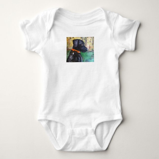 Söt svart lab skjorta för baby T vid T-shirt (Framsida)