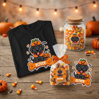 Söt svart labrador Halloween-pumpa Personlig barn T Shirt