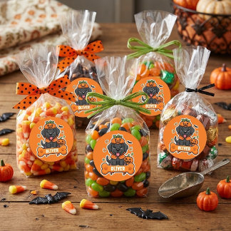 Söt svart labrador Halloween-pumpa personlig för b Runt Klistermärke