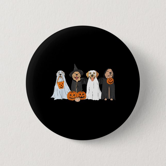 Söt svart Labrador hund Halloween spök hundar Knapp (Framsida)