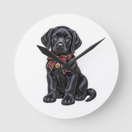 Söt svart labrador retriever semester fickur rund klocka