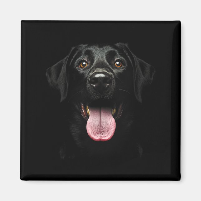 Söt svart labrador retriever valp hund ansikte lab magnet (Framsidan)