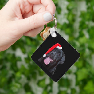 Söt svart labrador Santa jul hund rolig labrador Nyckelring