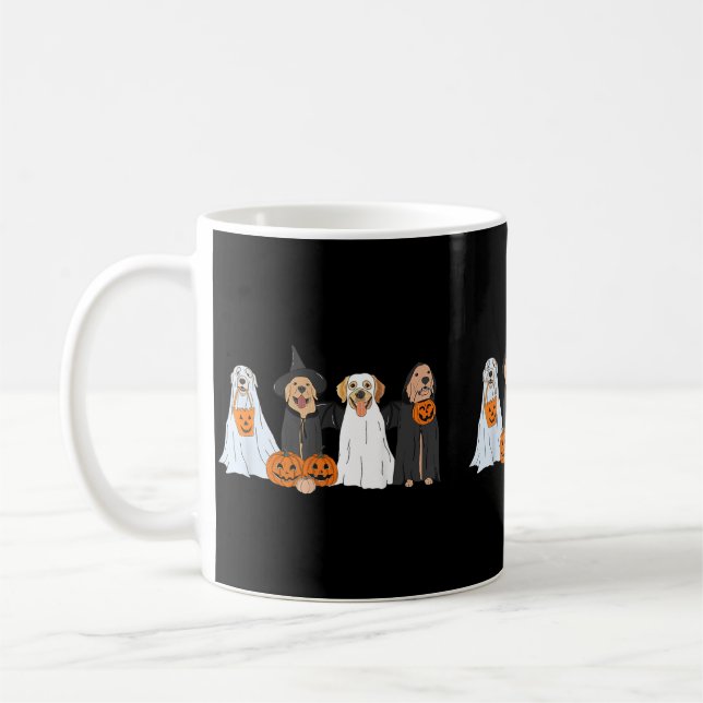 Söt svart labradorhund Halloween-spöken hundar Kaffemugg (Vänster)