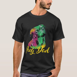 Söt svart Mops Graffiti-illustration Mops Pappa Bo T Shirt