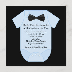 Söt svart och blå baby boy shower inbjudningar