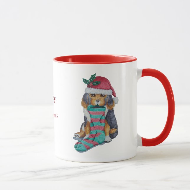 Söt svart och brun marionett, klädd till julklump mugg (Höger)
