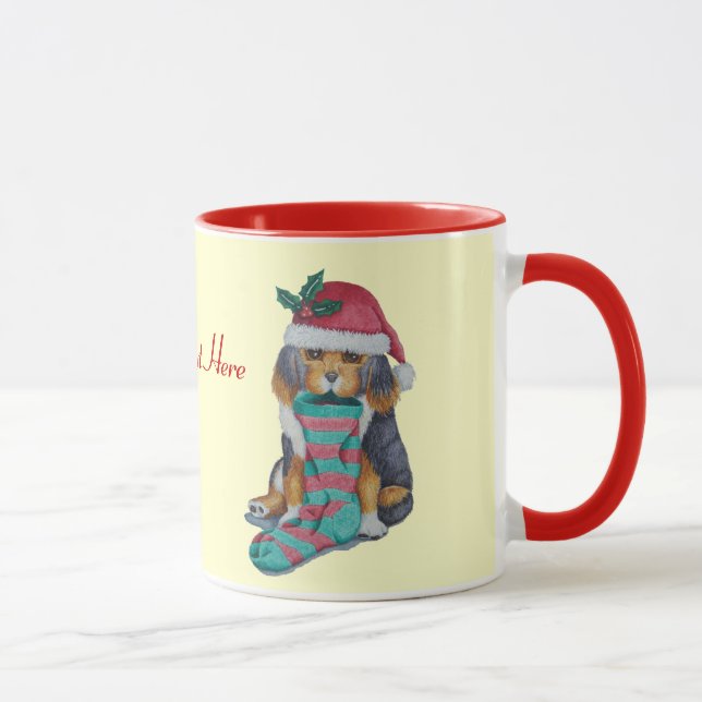 Söt svart och brun marionett, klädd till julklump mugg (Höger)