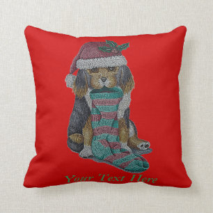 Söt svart och brun valp-hund för jultoma kudde