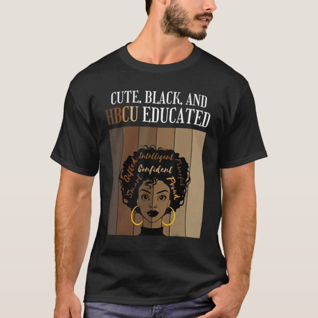 Söt Svart Och HBCU Utbildad Historisk Svart Coll T Shirt (Framsida)