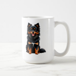 Söt svart och tan Pomeranian-valp Kaffemugg