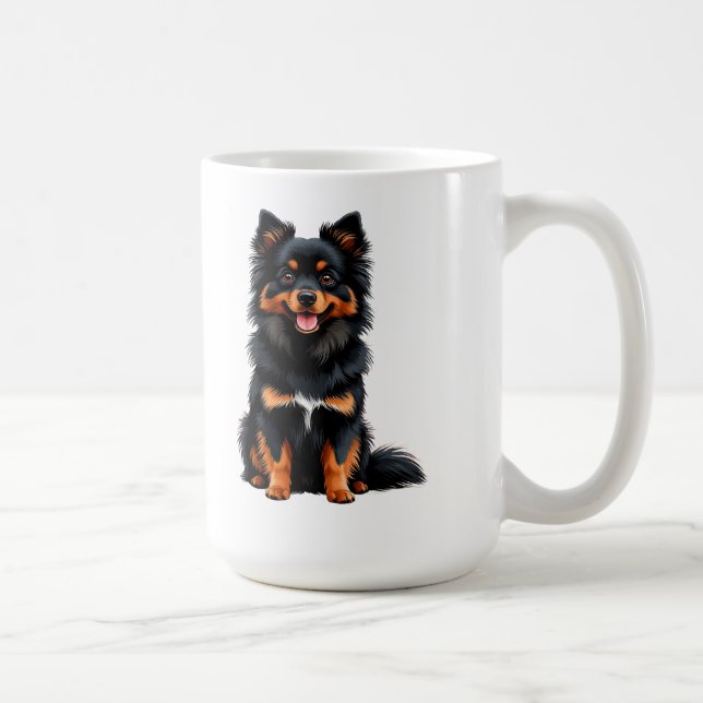 Söt svart och tan Pomeranian-valp Kaffemugg (Höger)