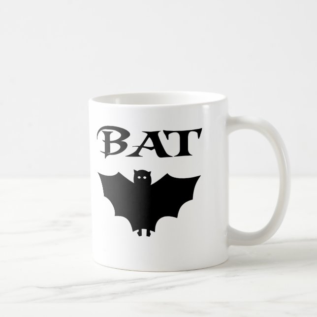 Söt svart och vit fladdermus Halloween Kaffemugg (Höger)