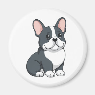 Söt svart och vit fransk bulldoggvalp magnet
