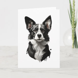 Söt svart och vit hund Valp Tom hälsningskort Kort