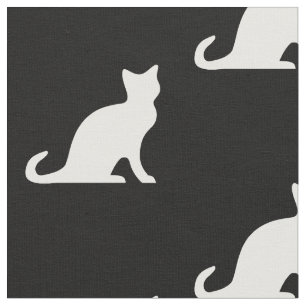 Söt svart och vit katters siluett textil tyger