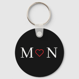 Söt svart och vit monogram nyckelring