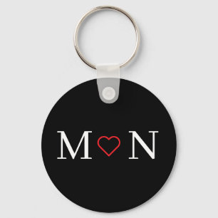 Söt svart och vit monogram nyckelring