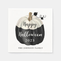 Söt svart och vit pumpa Gott Halloween 2022 
